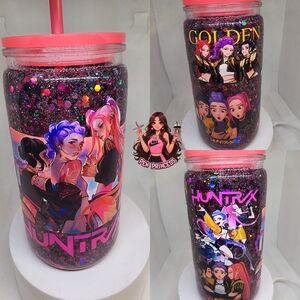 Viral KPOP Demon Hunter HUNTRIX Girls Glitter Snowglobe Tumbler